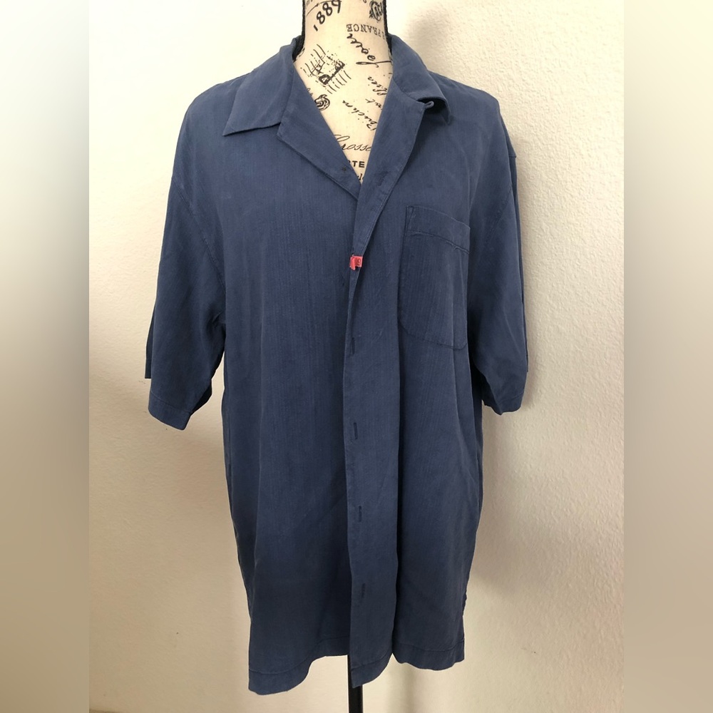 Tommy Bahama Silk Blue Button-Up Shirt Large